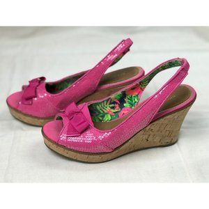 Sperry Southsea Pink Peep Toe Slingback Wedges